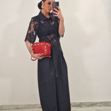 Borsa EVELYN con borchie rossa