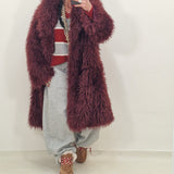 ESMERALDA burgundy eco fur coat