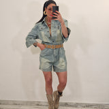 Tutina in denim APRIL sabbiata