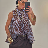 Camicia VIOLET marrone e blu