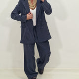 Coordinato JAMILA gessato blu