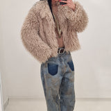 JENNIFER beige eco fur coat
