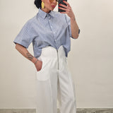 Camicia crop DIVINA celeste
