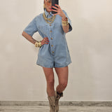 Tutina in denim AZUL