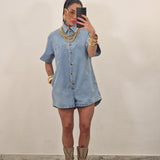Tutina in denim AZUL