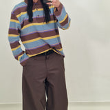 Polo RIDE righe marrone e gialla