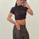 Maglia crop LUCILLA marrone