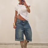 Bermuda in denim TOM  blu scuro