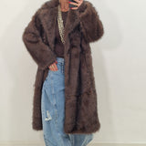 BRIGITTE brown eco fur coat