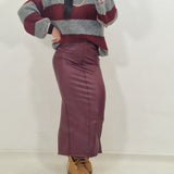 CORINNE burgundy faux leather skirt