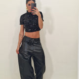 Pantalone  ecopelle URANO nero