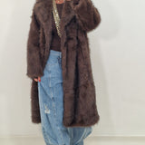 BRIGITTE brown eco fur coat