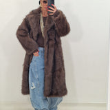 BRIGITTE brown eco fur coat