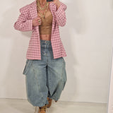 Blazer BERRY quadri rosa