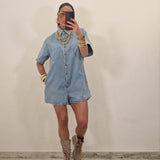 Tutina in denim AZUL
