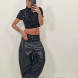 Pantalone  ecopelle URANO nero