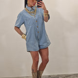 Tutina in denim AZUL