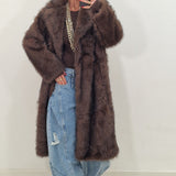 BRIGITTE brown eco fur coat