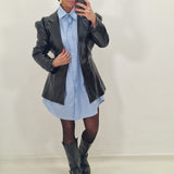 JESSIE black faux leather blazer