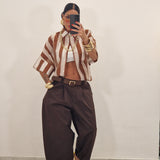 Camicia VIKY avorio e marrone
