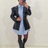 JESSIE black faux leather blazer