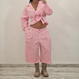 Coordinato in denim NALA rosa