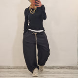 Pantalone MARIN gessato nero