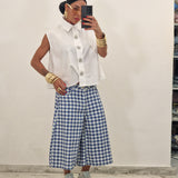 Bermuda in denim SKAKKO quadrettini