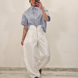Camicia crop DIVINA celeste