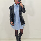 JESSIE black faux leather blazer