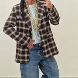 Blazer OLIVIA a quadri marrone&celeste